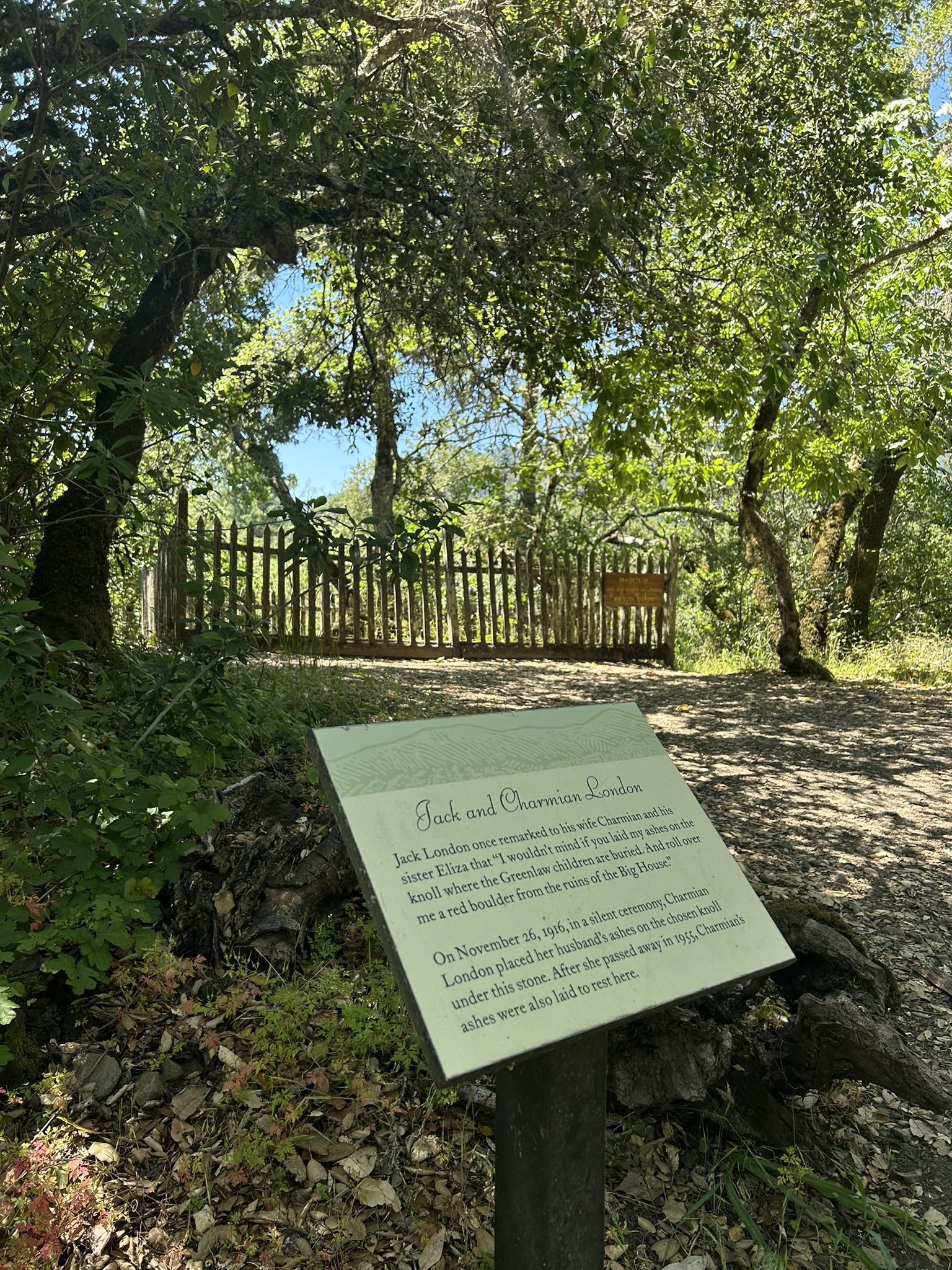 Jack and Charmian London grave interpretive sign